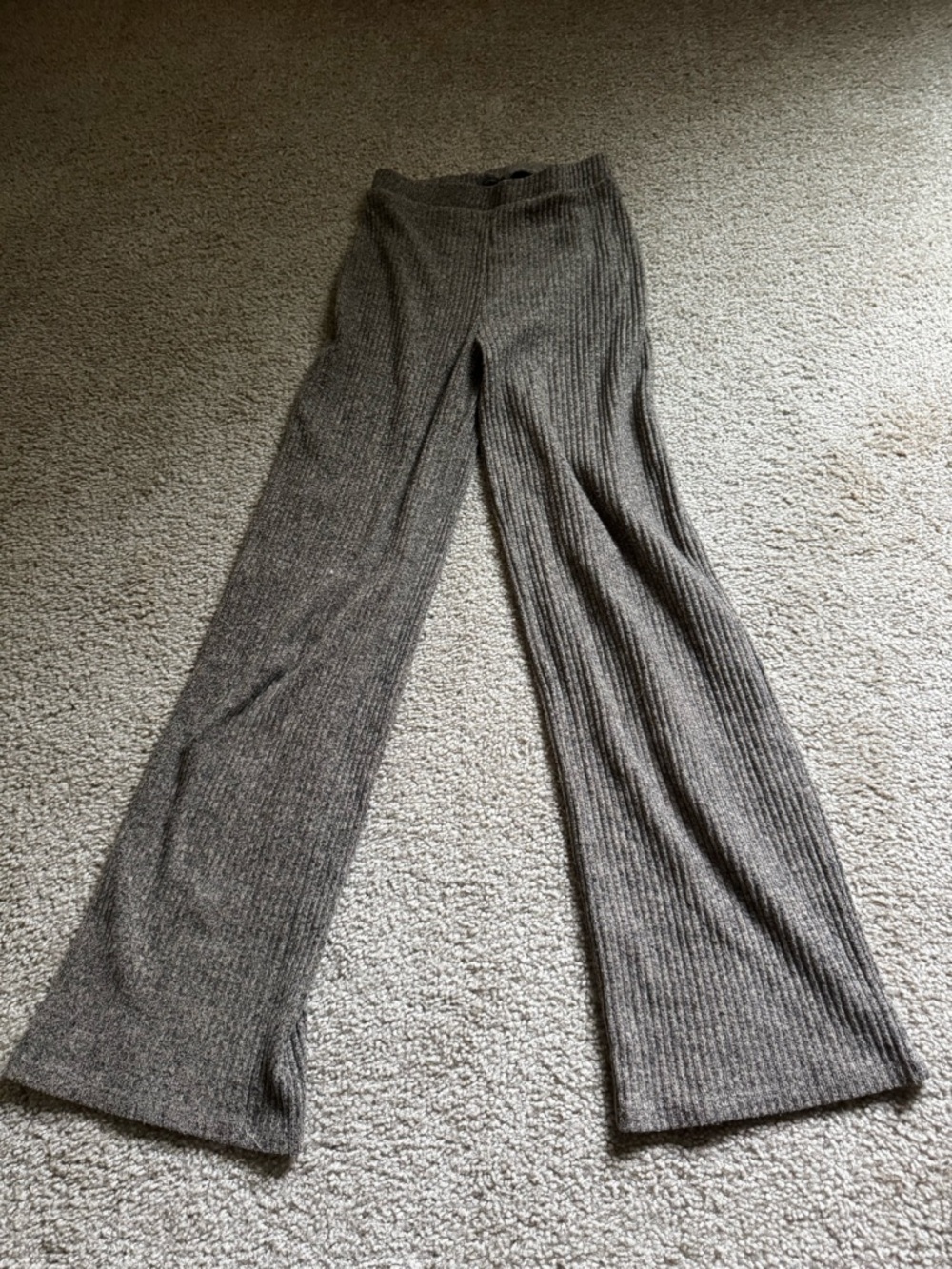 Zara Ribbed Knit Wide-Leg Pants - Taupe